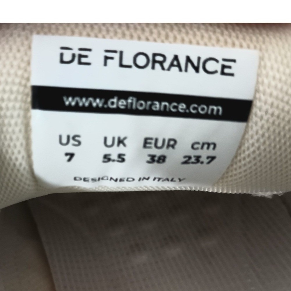 De Florance Womens Sneakers Cream Beige Low Top Italian Design Size 7 Preppy - Picture 5 of 6